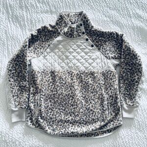 Vintage Abercrombie & Fitch Women’s Cheetah Print Fleece Jacket Sz L Sherpa